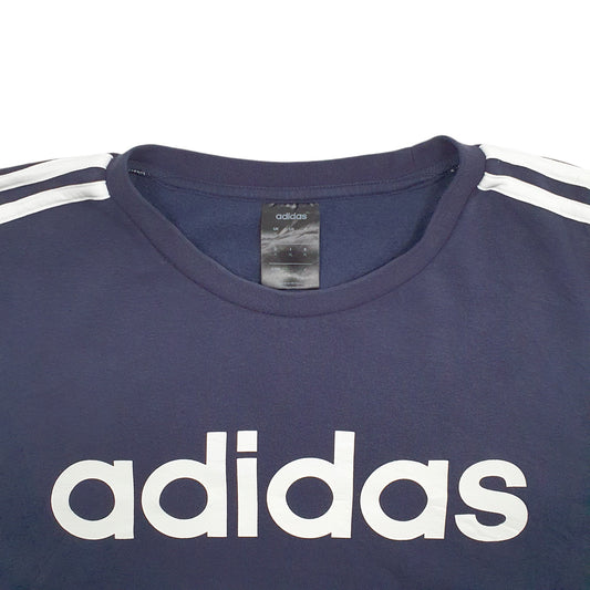 Mens Blue Adidas Spellout Crewneck Jumper
