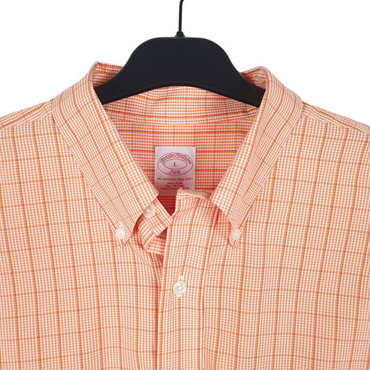 Mens Orange Brooks Brothers 346 Short Sleeve Shirt