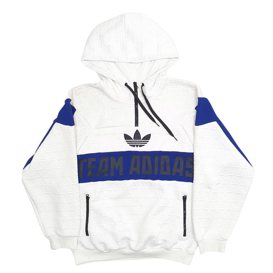Womens White Adidas Spellout Hoodie Jumper