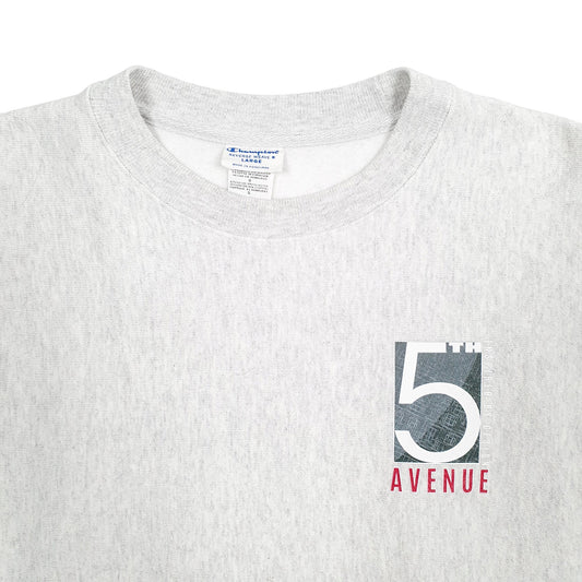 Mens Grey Champion Reverse Weave 5th Avenue NYC Crewneck Jumper