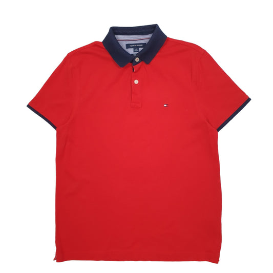 Mens Red Tommy Hilfiger Short Sleeve Polo Shirt