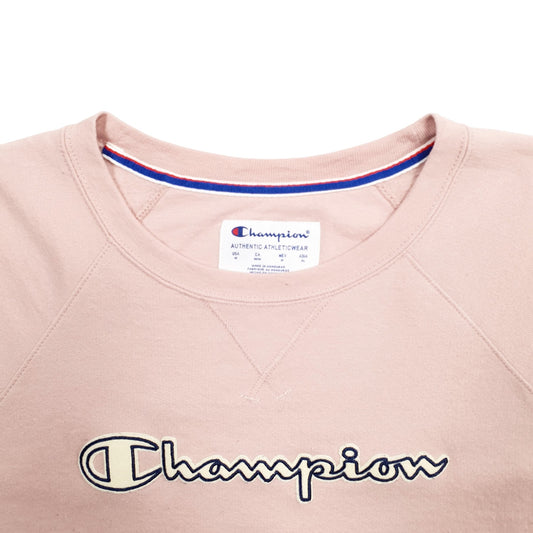 Womens Pink Champion Spellout Crewneck Jumper