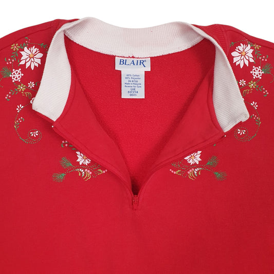 Womens Red Blair Quarter Zip Jumper