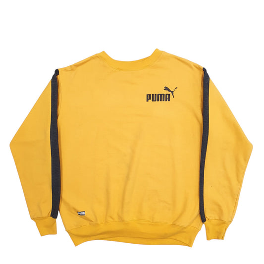 Mens Yellow Puma Spellout Crewneck Jumper