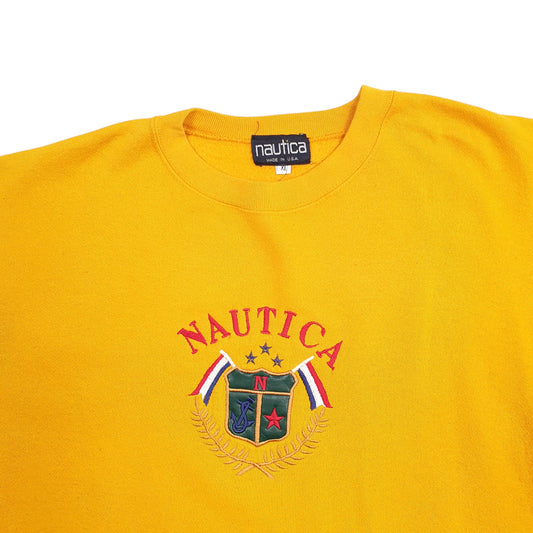 Mens Yellow Nautica Made In USA Vintage 90's Crewneck Jumper