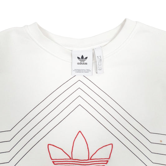 Mens White Adidas Spellout Crewneck Jumper