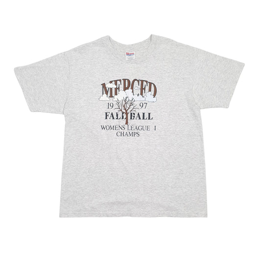 Womens Grey Hanes Single Stitch Vintage 90s Short Sleeve T Shirt