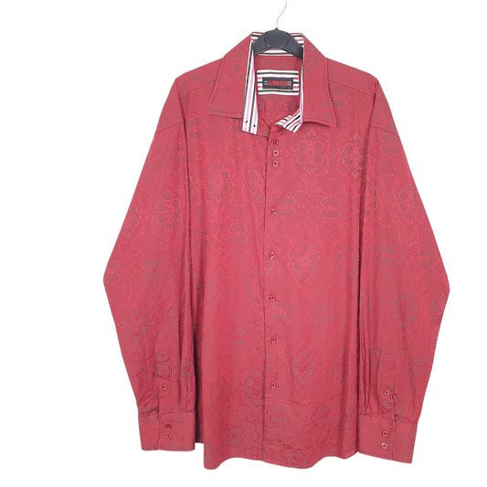 Mens Red Albertini Floral Long Sleeve Shirt