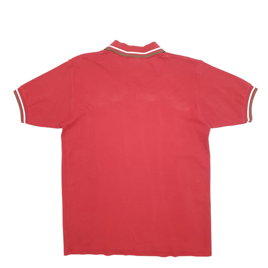 Mens Red Burberry Short Sleeve Polo Shirt