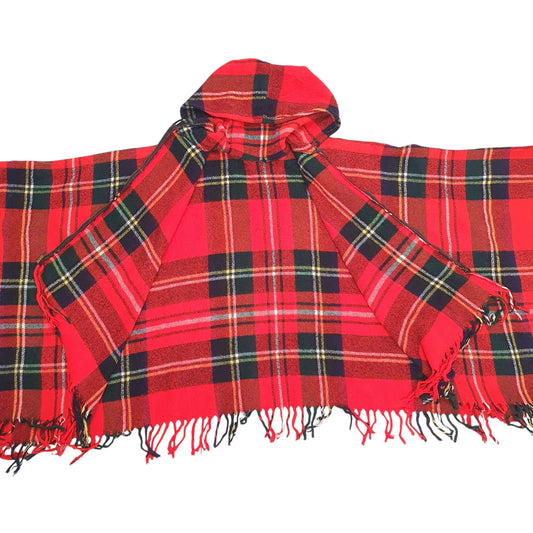 Mens Red Country Place Poncho Vintage 60s 70s Talon Zip Coat