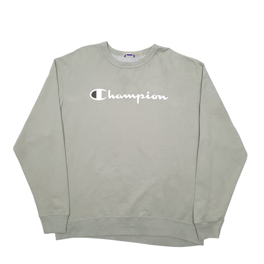 Mens Khaki Champion Spellout Crewneck Jumper