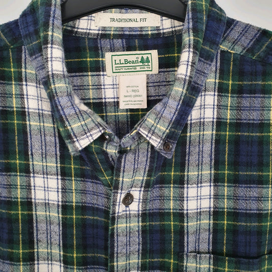 Mens Navy L.L.Bean Flannel Overshirt Long Sleeve Shirt