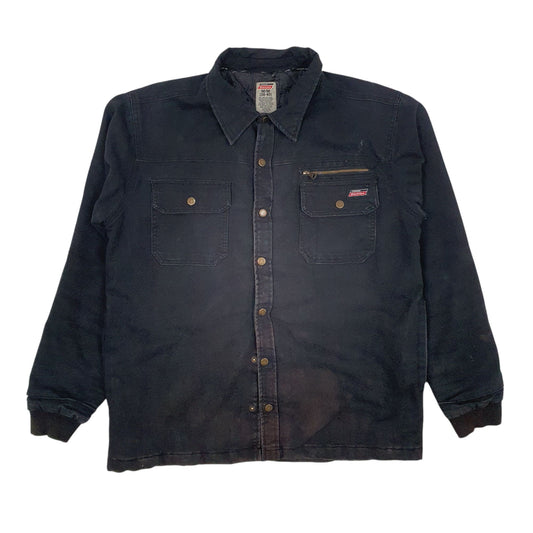 Mens Black Dickies Button Up Full Zip Coat