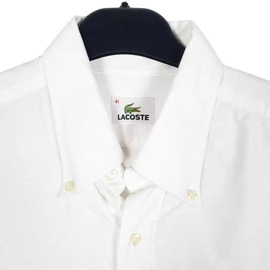 Mens White Lacoste Long Sleeve Shirt