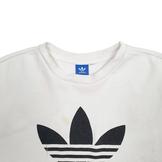 Mens White Adidas Crewneck Jumper