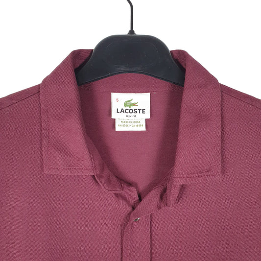 Mens Burgundy Lacoste Long Sleeve Shirt