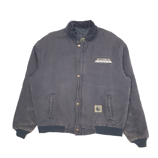 Mens Grey Berne Apparel Vintage 90s Detroit Bomber Quilted Coat