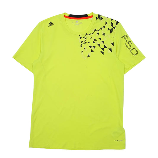 Mens Green Adidas Fluorescent Climalite Running Short Sleeve T Shirt