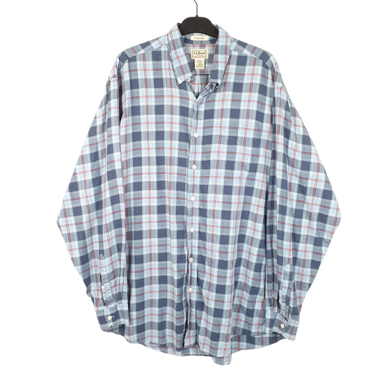 Mens Blue L.L.Bean Tall US Navy Tartan Long Sleeve Shirt