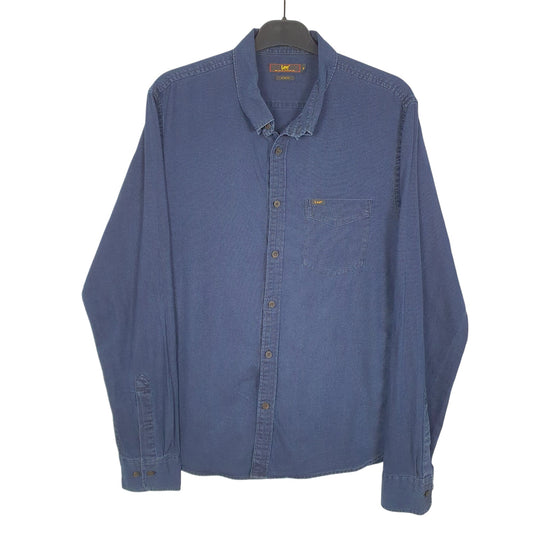 Mens Navy Lee Indigo Long Sleeve Shirt