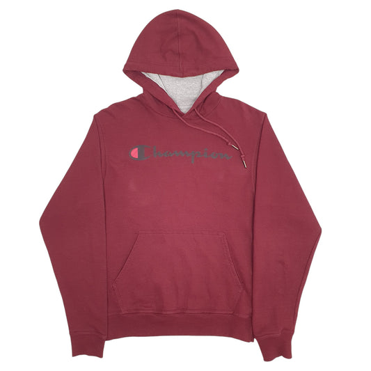 Mens Burgundy Champion Spellout Hoodie Jumper