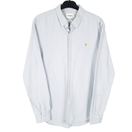 Mens Blue Farah Long Sleeve Shirt