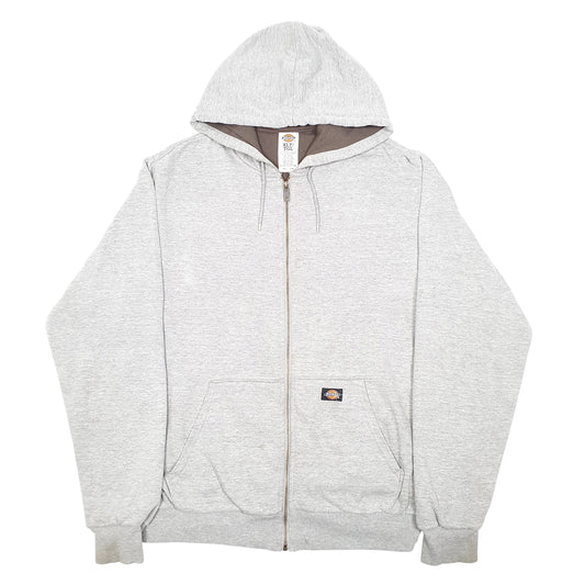 Mens Grey Dickies Hoodie Workwear Waffle Lined Thermal Full Zip Jumper