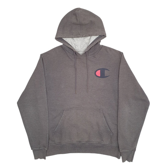 Mens Grey Champion Spellout Hoodie Jumper