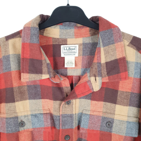 Mens Red L.L.Bean Traditional Fit Overshirt Shacket Chamois Long Sleeve Shirt
