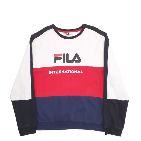 Mens Red Fila International Spellout Crewneck Jumper