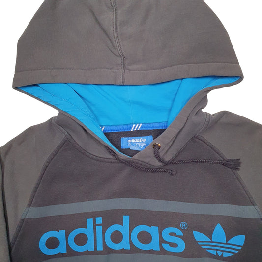 Mens Grey Adidas Spellout Hoodie Jumper