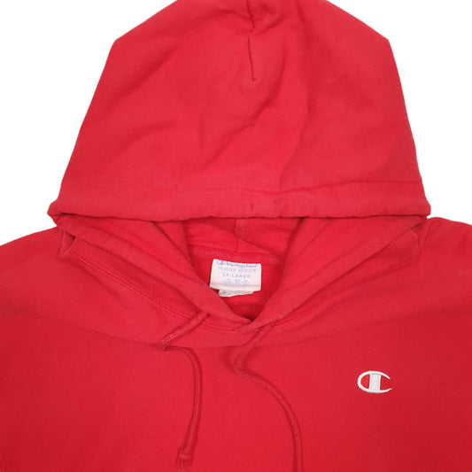 Mens Red Champion Reverse Weave Hoodie Jumper