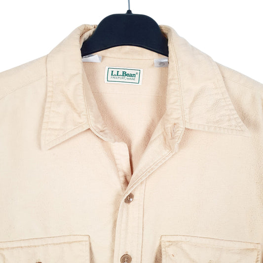 Mens Yellow L.L.Bean Chamois Overshirt Shacket Long Sleeve Shirt