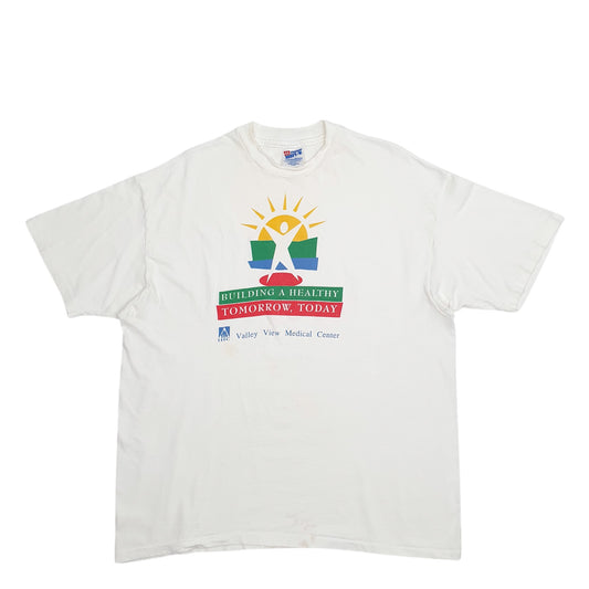 Mens White Hanes Single Stitch Vintage 90s Short Sleeve T Shirt