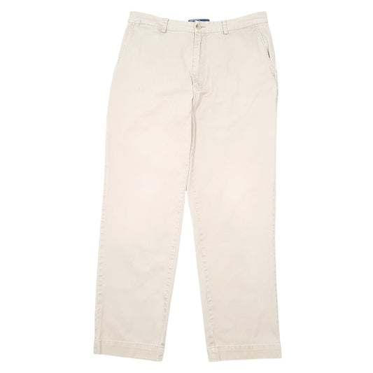 Mens Beige Polo Ralph Lauren Vintage Flat Front Chino Trousers