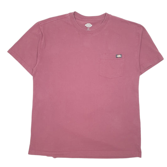 Mens Burgundy Dickies Pocket Workwear Short Sleeve T Shirt