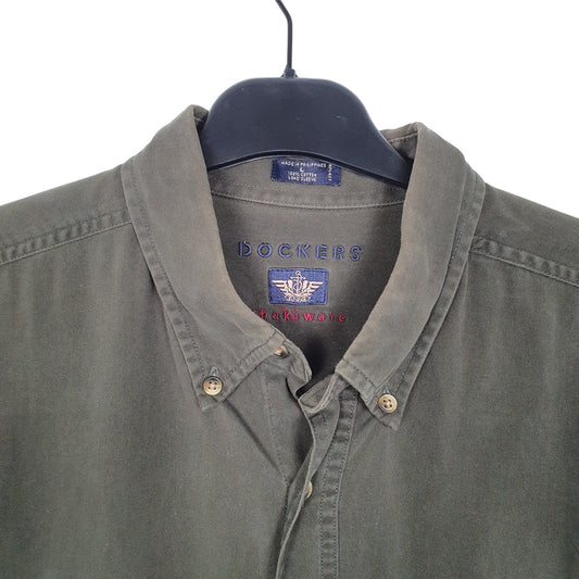 Mens Green Dockers Long Sleeve Shirt