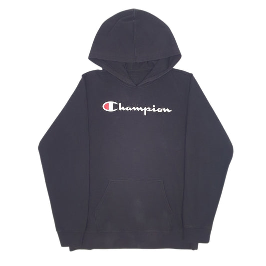 Mens Black Champion Spellout Hoodie Jumper