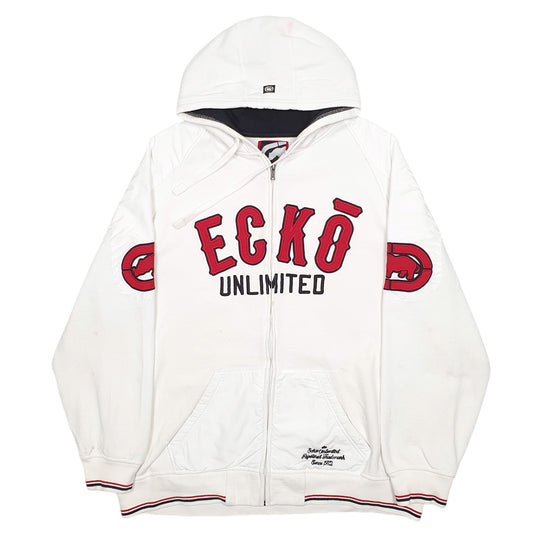 Mens White Ecko Unlimited Spellout Full Zip Jumper