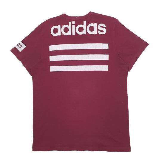 Mens Burgundy Adidas Spellout Short Sleeve T Shirt