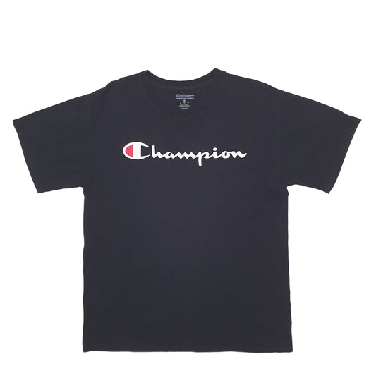 Mens Black Champion Spellout Short Sleeve T Shirt