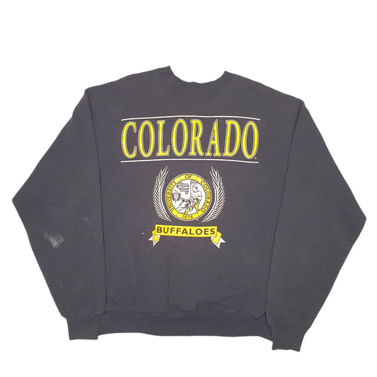Mens Black Hanes Vintage University Of Colorado USA Spellout Crewneck Jumper