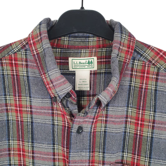 Mens Grey L.L.Bean Flannel Overshirt Shacket Long Sleeve Shirt