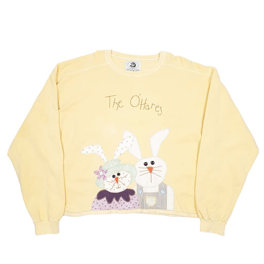 Womens Yellow Authentic Pigment Vintage Ohares Hare Family Bunnies Craft Crewneck Jumper