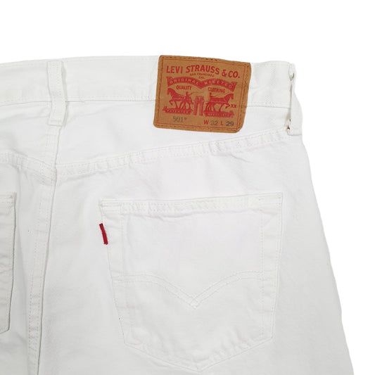 Mens White Levis 501 Jorts Denim Shorts