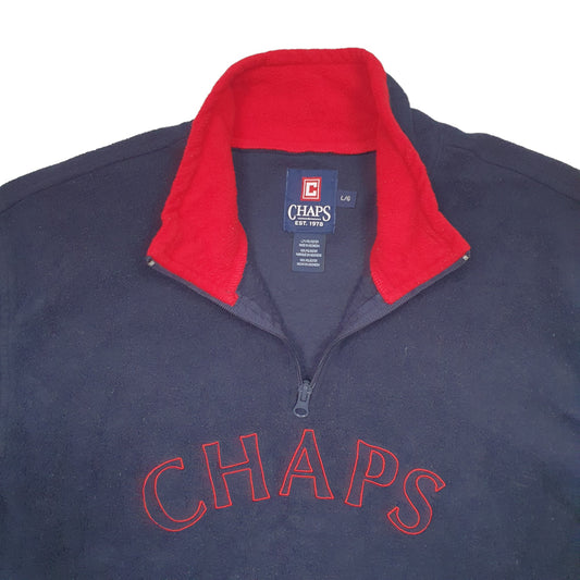 Mens Navy Chaps Spellout Quarter Zip Jumper