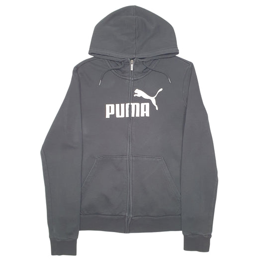 Womens Black Puma Hoodie Full Zip Jumper