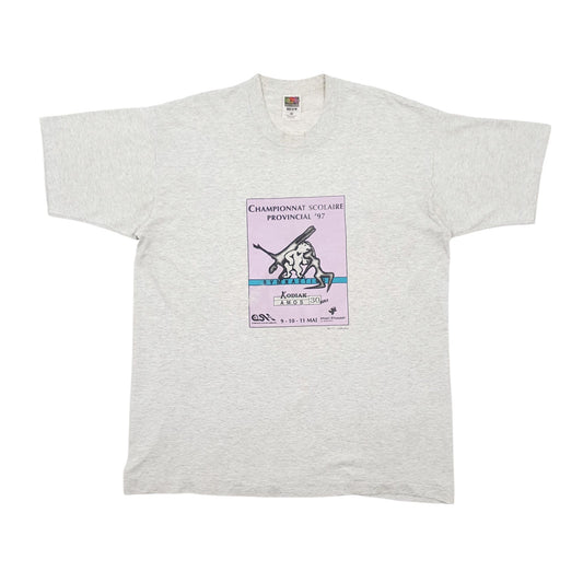 Mens Grey Fruit Of The Loom Single Stitch Vintage 90s Short Sleeve T Shirt