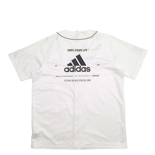 Mens White Adidas Baseball Jersey Backprint Short Sleeve T Shirt