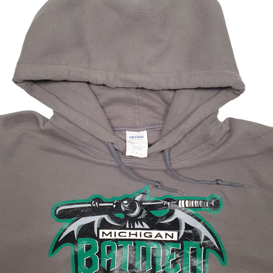 Mens Grey Gildan Hooded Jumper Batmen Michigan Baseball Hoodie Jumper